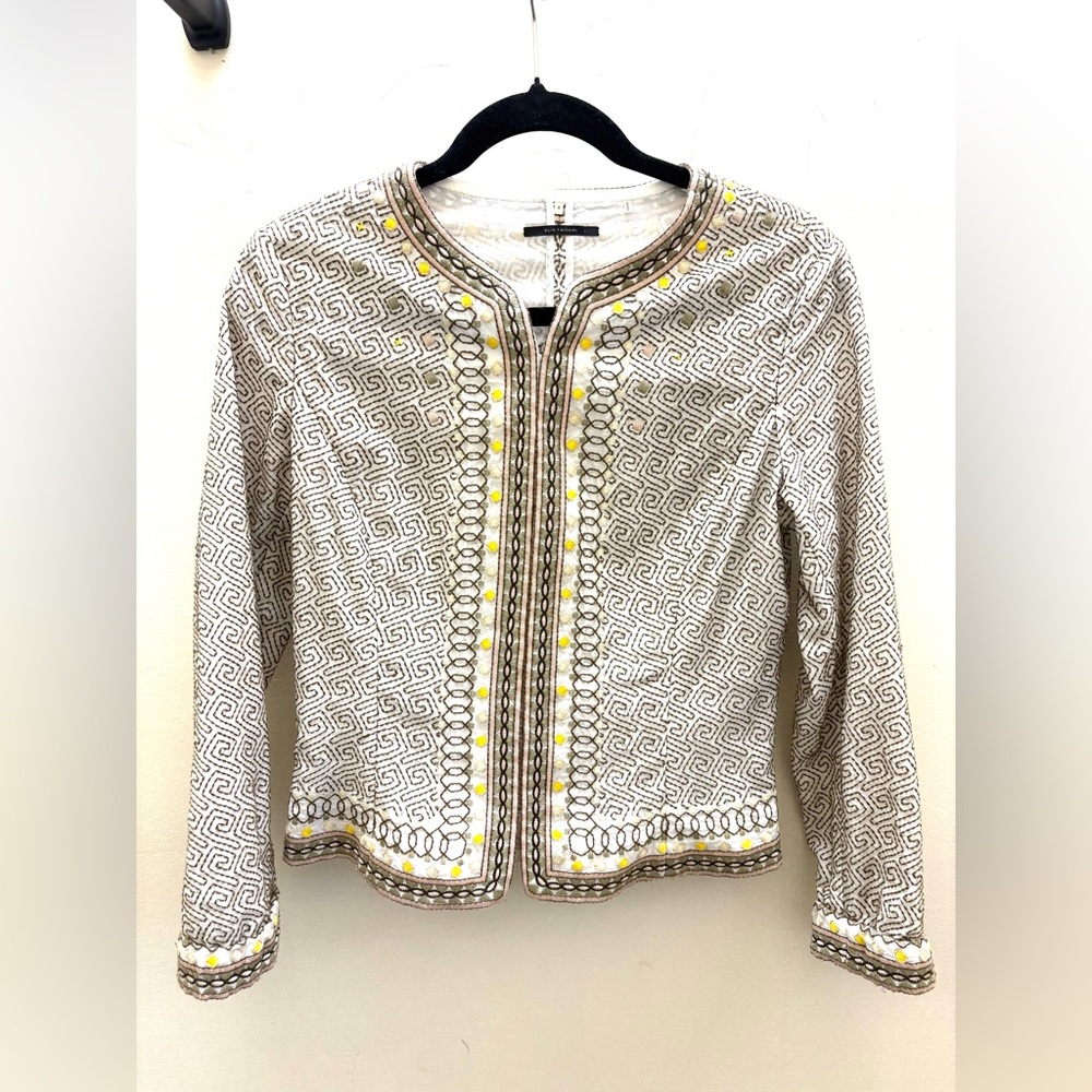 Elie Tahari jacket embroidered cotton/silk-size small-GORGEOUS!! LIKE NEW